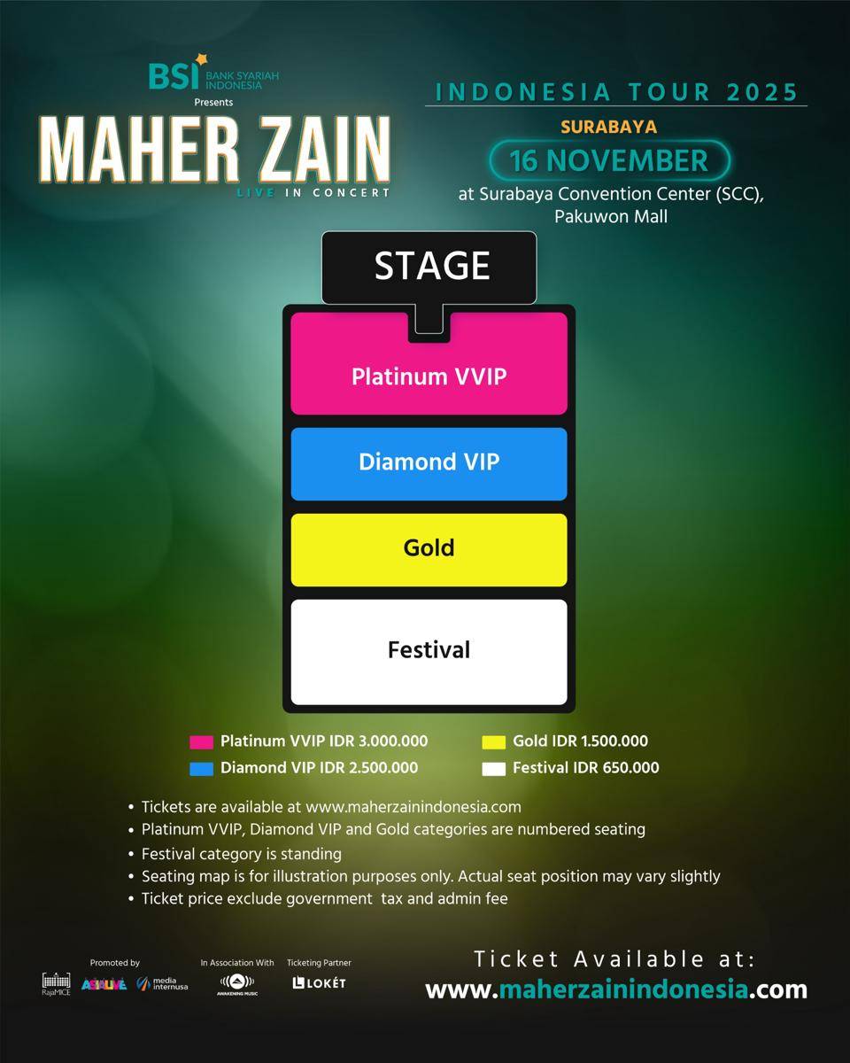 Poster Tur Konser Maher Zain di Indonesia 2025