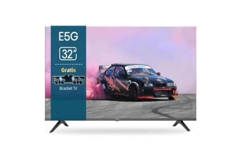 potret Hisense 32E5G OS 11 Android Smart TV 32 Inch Bezel Less 