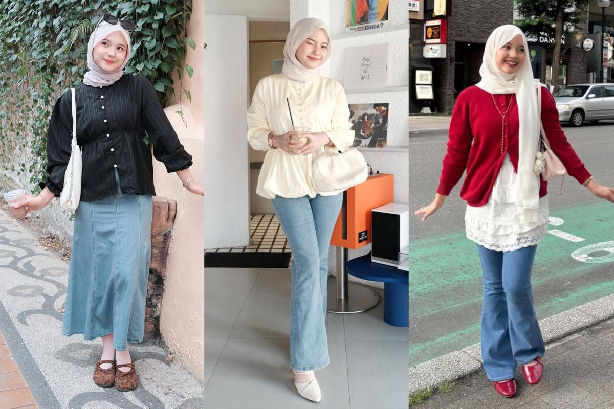 potret padu padan bawahan denim ala Siska Amera