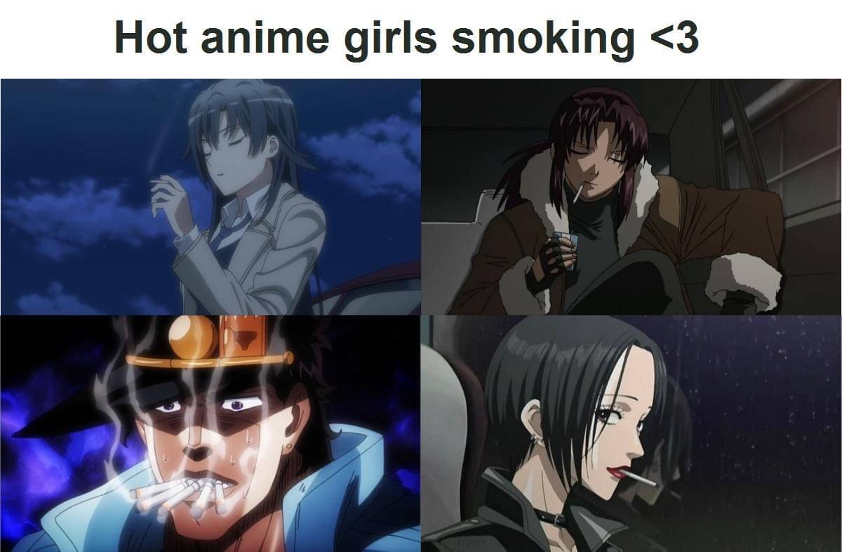 meme anime tentang rokok
