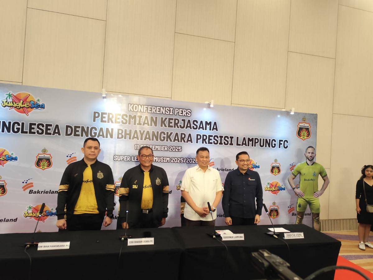 Konferensi pers kerjasama Junglesea dan Bhayangkara Presisi Lampung FC. (IDN Times/Muhaimin)