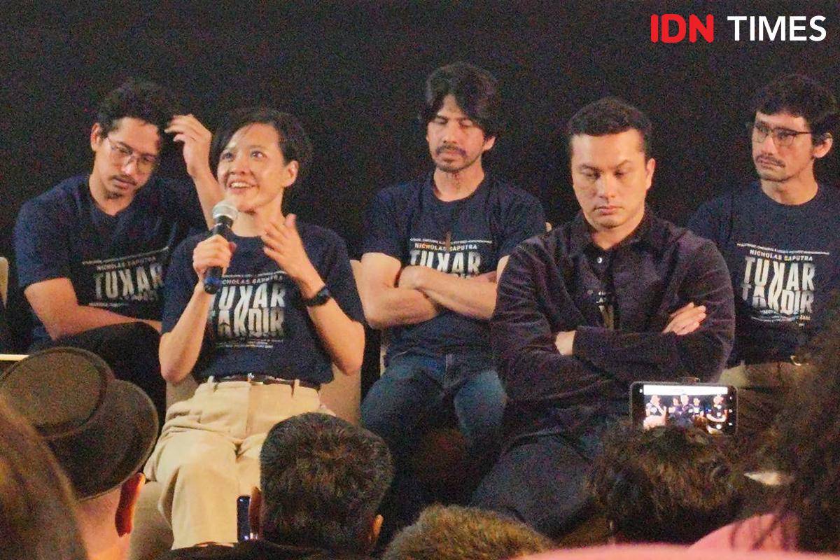 Mouly Surya di konferensi pers poster dan trailer film "Tukar Takdir" di XXI Plaza Senayan, Jakarta, Rabu (10/9/2025)