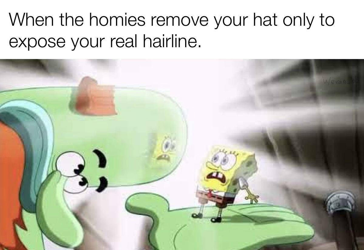 meme SpongeBob tentang topi 