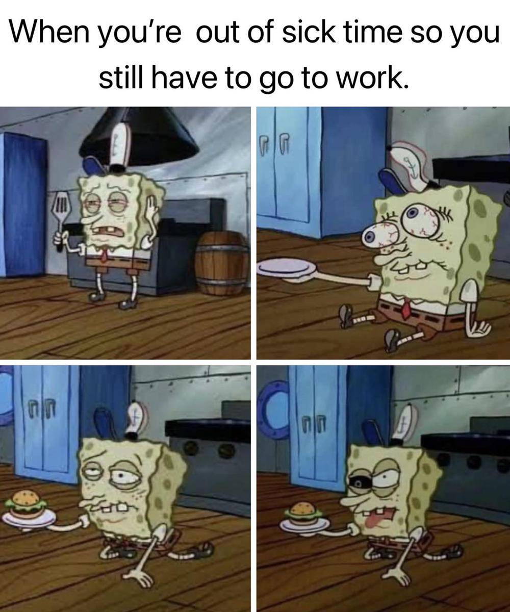 meme SpongeBob tentang sakit 