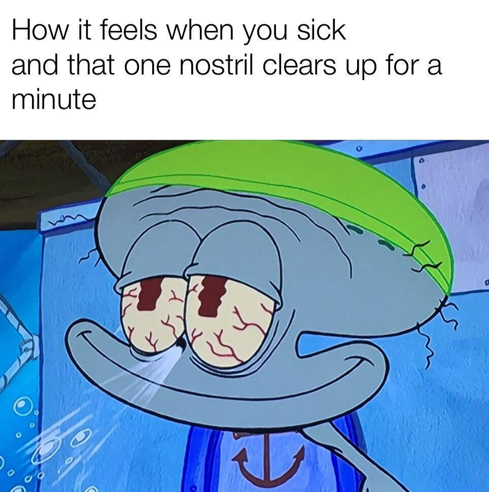 meme SpongeBob tentang sakit 