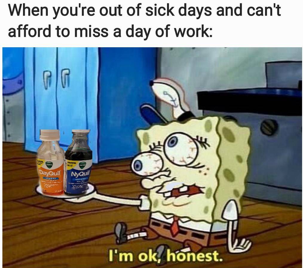 meme SpongeBob tentang sakit 
