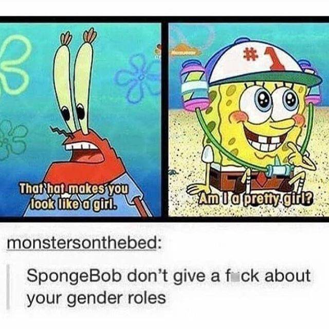 meme SpongeBob tentang topi 