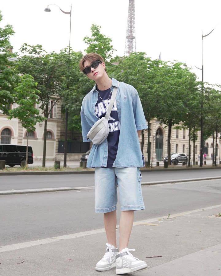 outfit denim on denim ala Nani Hirunkit (instagram.com/hirunkit_)