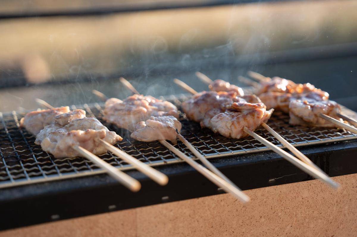 ilustrasi memanggang yakitori ayam 