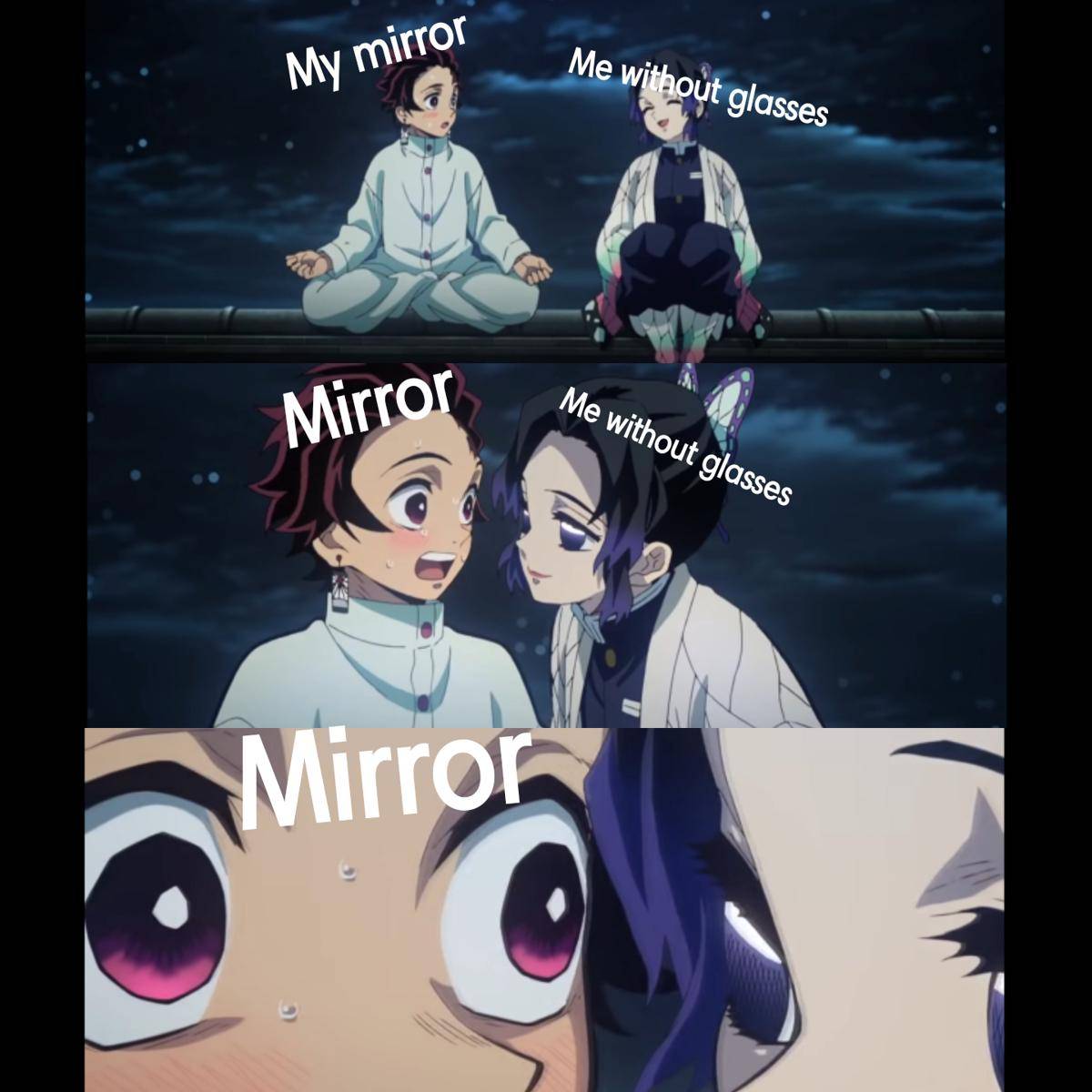 meme anime tentang cermin