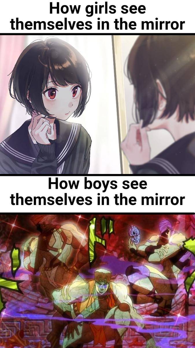 meme anime tentang cermin