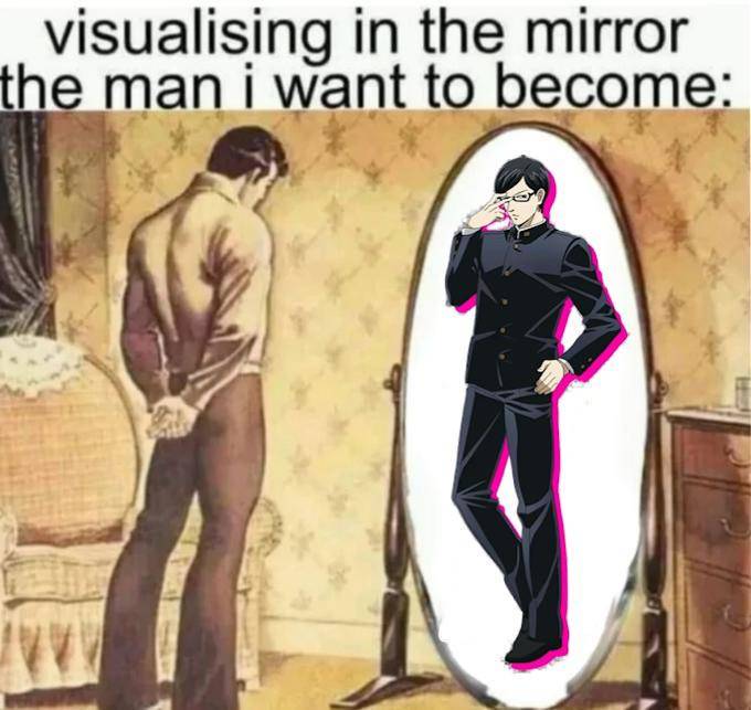 meme anime tentang cermin
