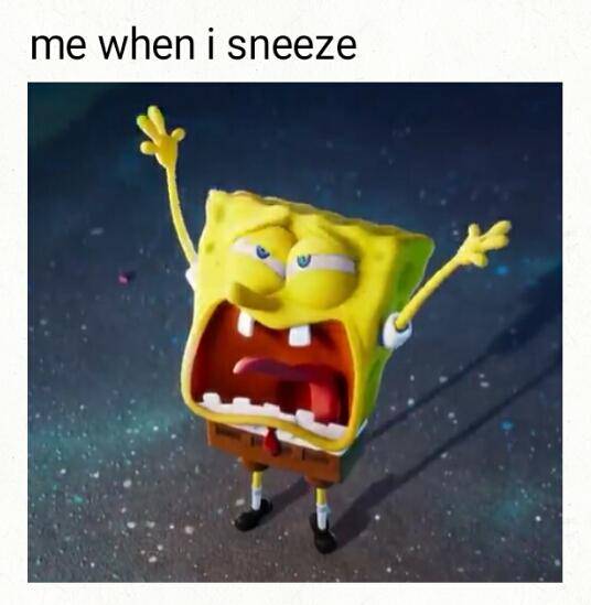 meme SpongeBob tentang bersin