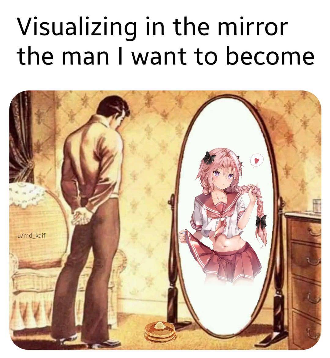 meme anime tentang cermin