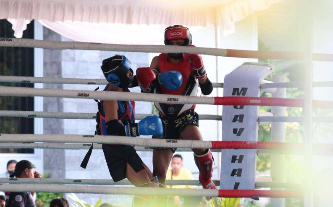 Pertandingan cabor muaythai pada Porda DIY 2025. 