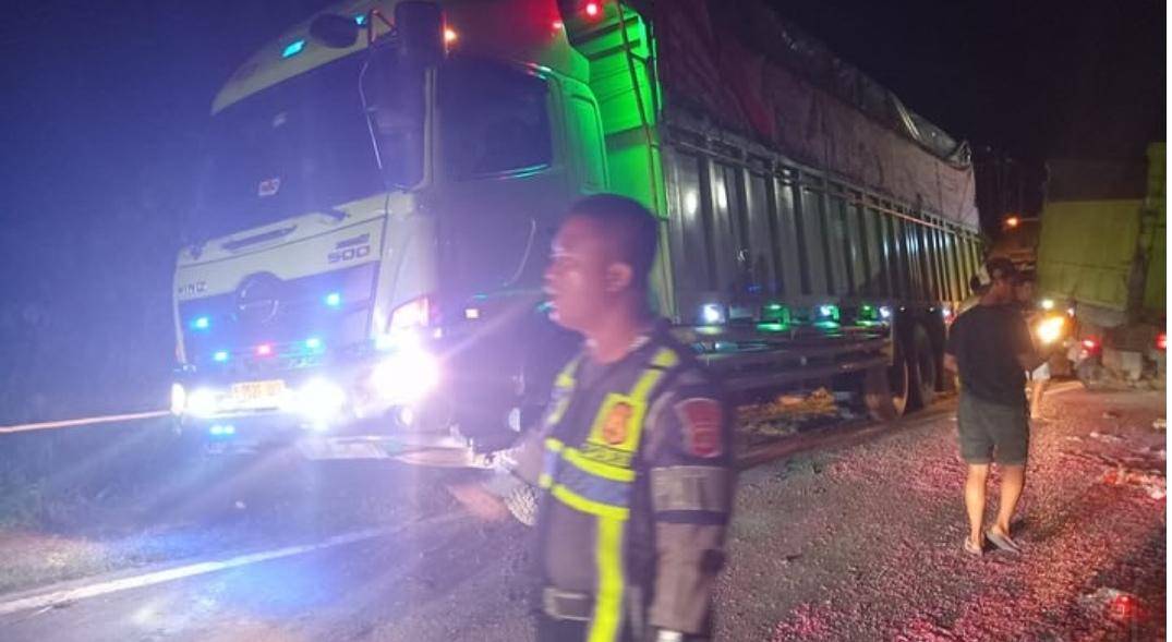 Kondisi kecelakaan beruntun di Jalintim KM 41 Betung. (Dok. Satlantas Polres Banyuasin)