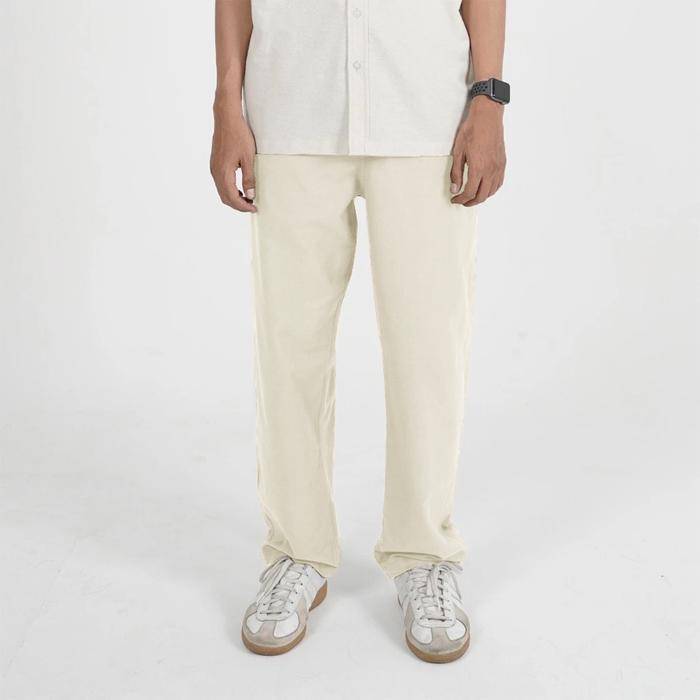 Fairgoods Celana Panjang Linen Relaxed Cream (tokopedia.com/fairgoods)