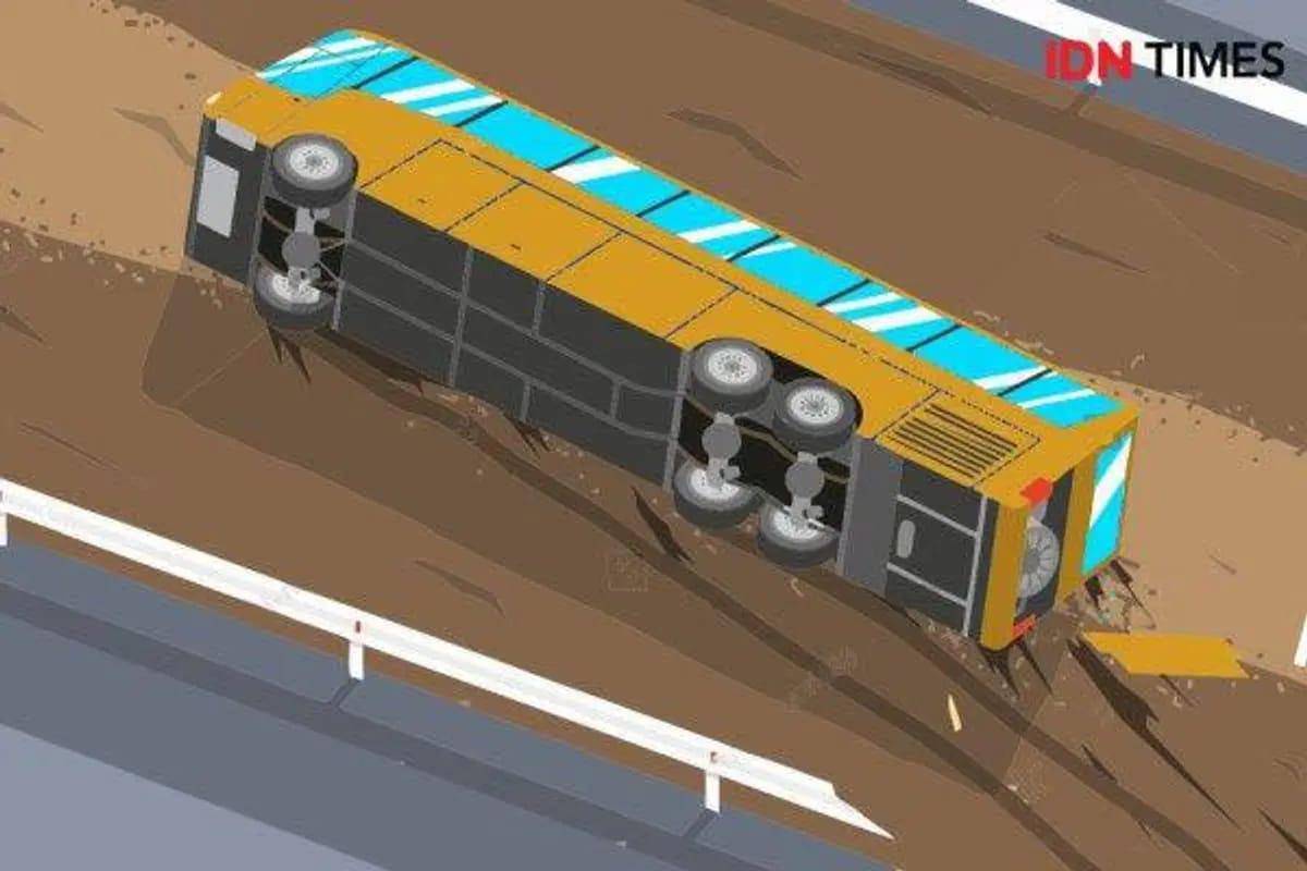 Ilustrasi kecelakaan bus (IDN Times/Mardya Shakti)