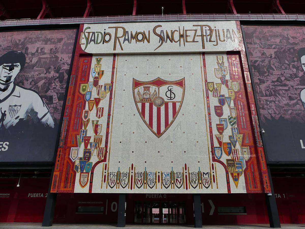 ilustrasi logo Sevilla di stadion Ramon Sanchez Pizjuan 