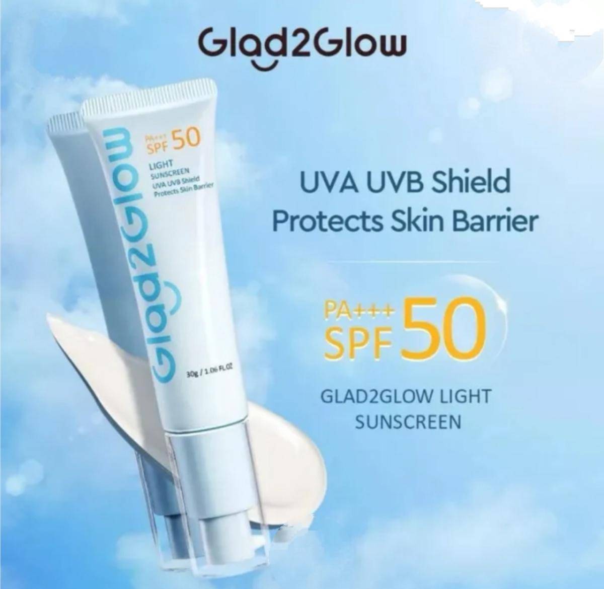 Glad2Glow Light Sunscreen SPF50 PA+++ (www.lazada.co.id/Sherbeautee)