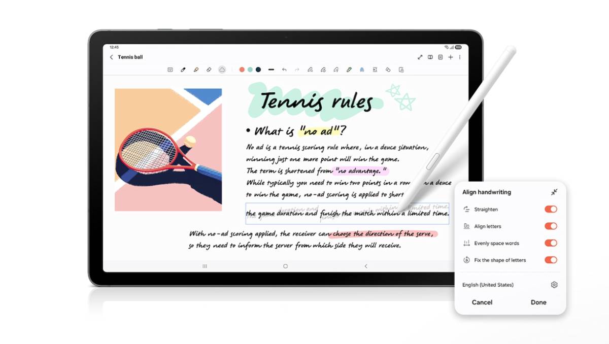 fitur Handwriting Help pada Galaxy Tab S10 Lite