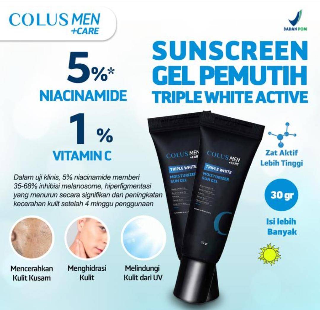 COLUSMEN Triple White Moisturizer Sun Gel (www.tokopedia.com/Colus Official Store)