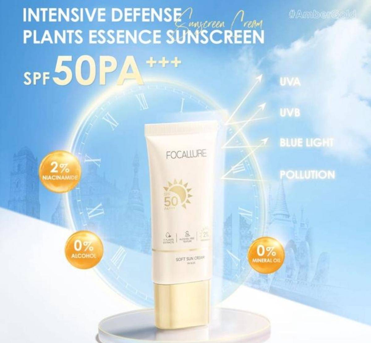 FOCALLURE ｜ Sunscreen Gel SPF 50 PA+++ (www.tokopedia.com/Valen Beauty_NEW)