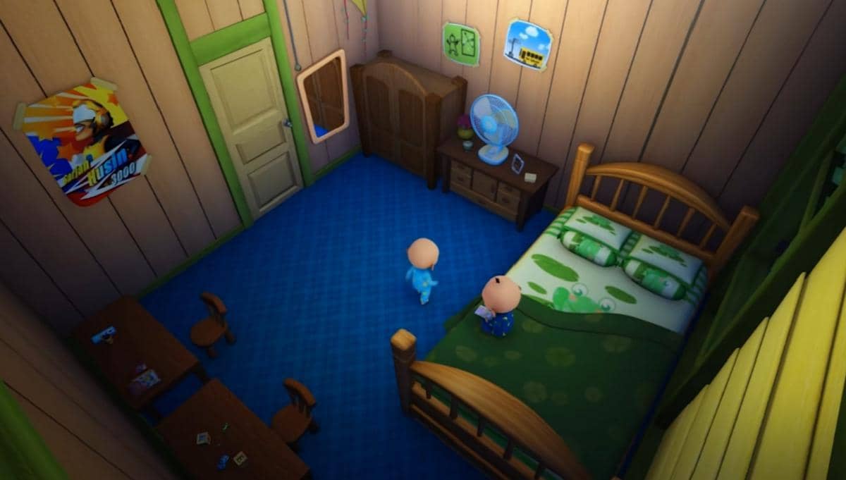 potret kamar Upin dan Ipin bersaudara yang bertipe sharing
