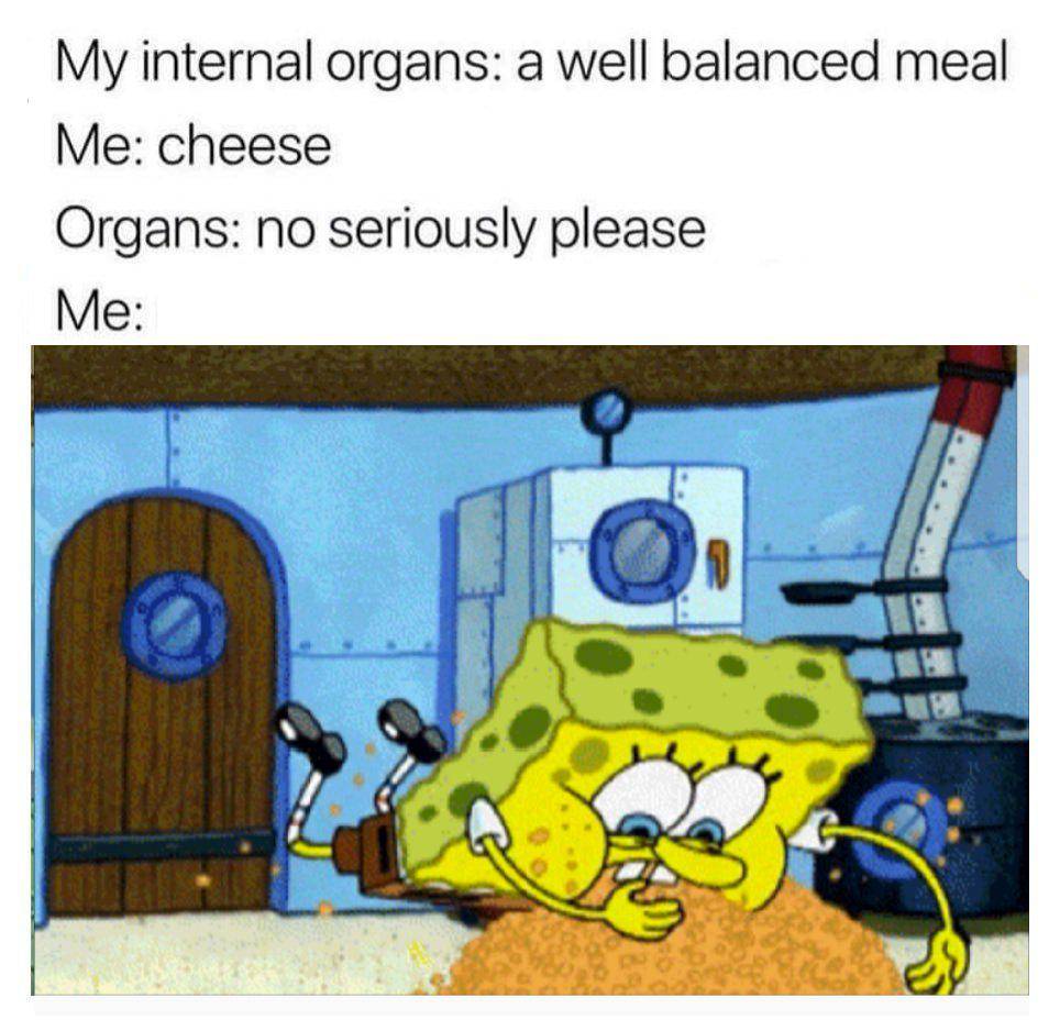 meme SpongeBob tentang keju (reddit.com/r/BikiniBottomTwitter)