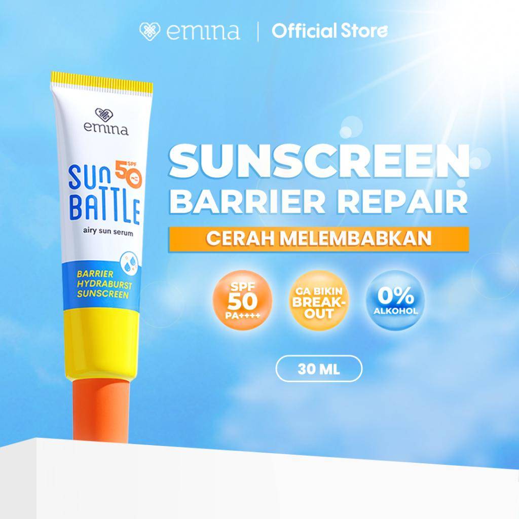 Emina Sun Battle SPF 50 Barrier Hydraburst Sunscreen (shopee.co.id/Emina Official Shop)