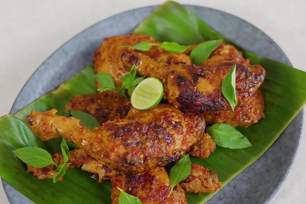 ilustrasi ayam bakar rica nasi jeruk 