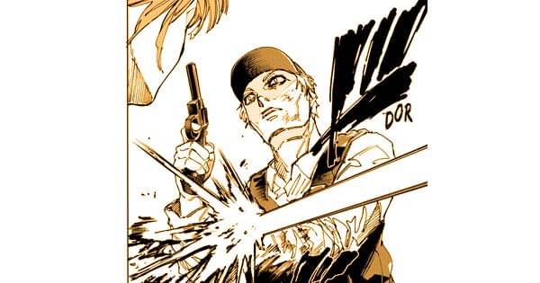 Tembakan Heisuke berhasil melukai musuh Lu Shaotang - Sakamoto Days