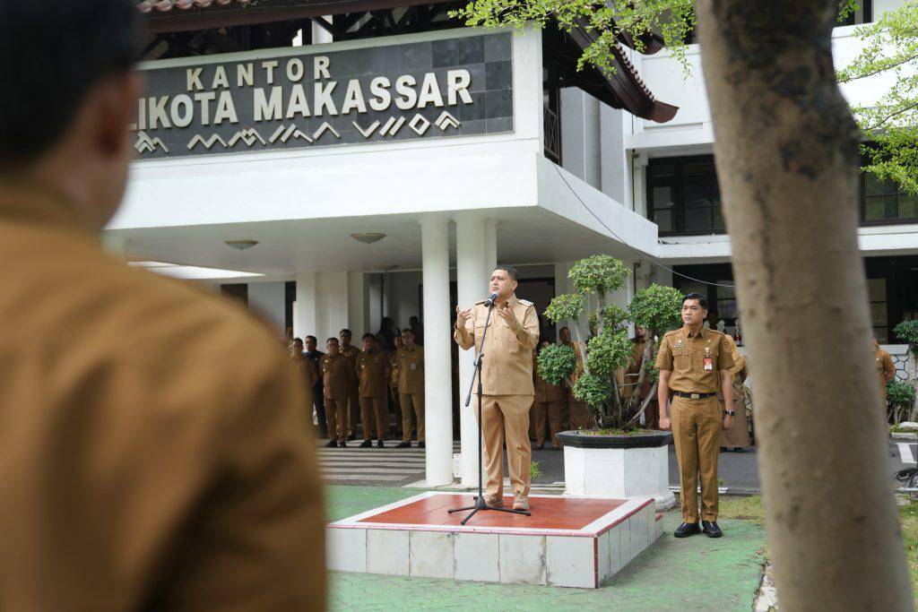 Wali Kota Makassar Munafri Arifuddin pada apel di Balai Kota, Senin (15/9/2025). (Dok. Istimewa)