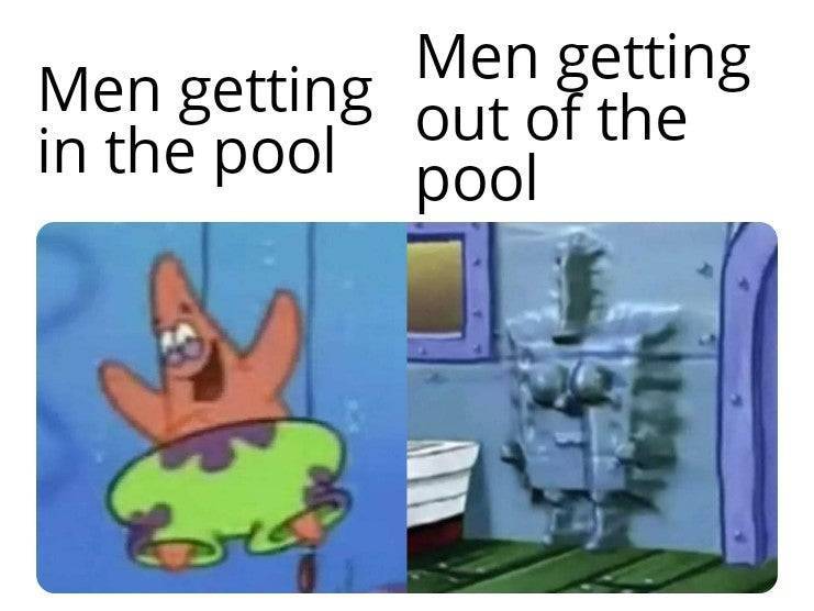 meme SpongeBob tentang kolam renang