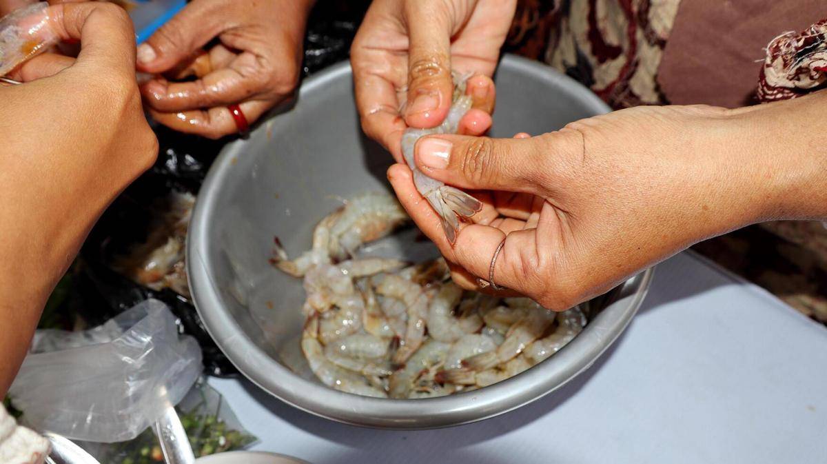ilustrasi membersihkan udang 