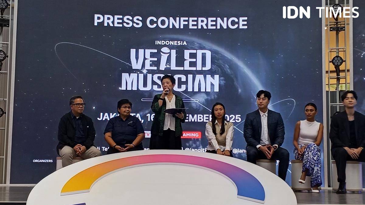 Konferensi Pers Veiled Musician Indonesia pada Selasa (16/9/2025) di Lotte Mall