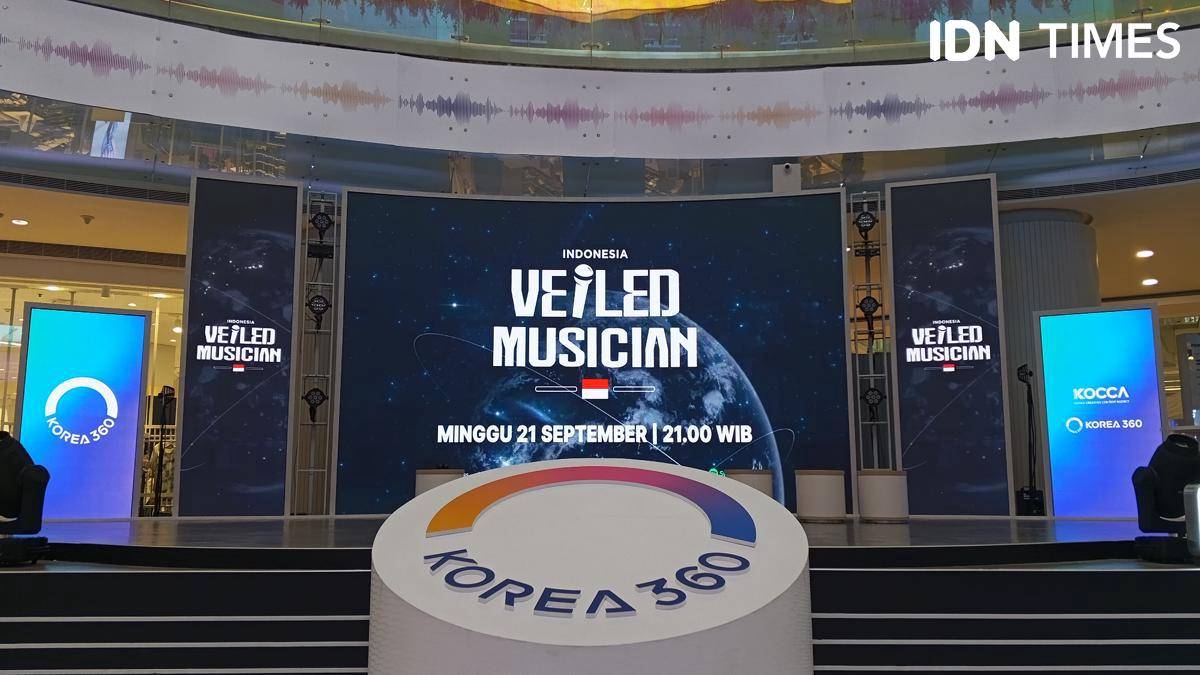 Konferensi Pers Veiled Musician Indonesia pada Selasa (16/9/2025) di Lotte Mall