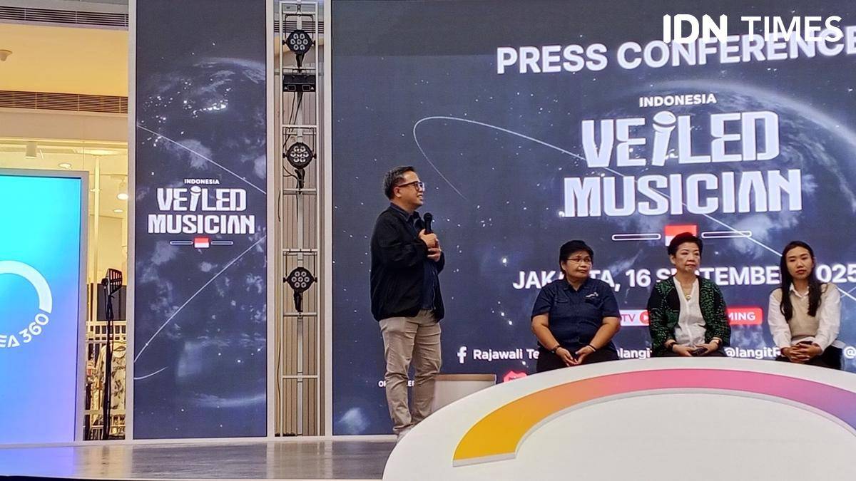Konferensi Pers Veiled Musician Indonesia pada Selasa (16/9/2025) di Lotte Mall