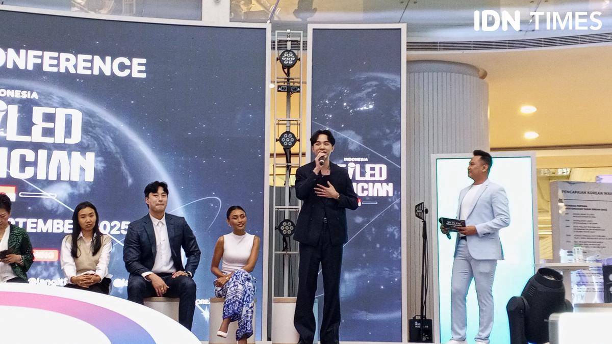 Konferensi Pers Veiled Musician Indonesia pada Selasa (16/9/2025) di Lotte Mall