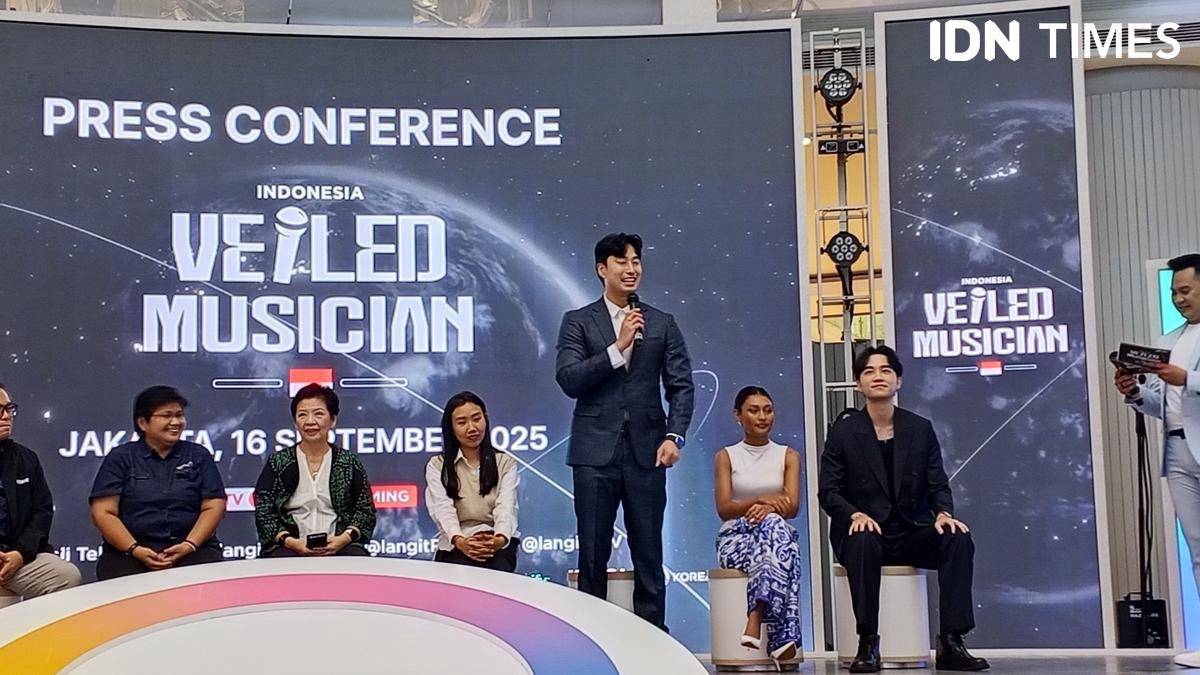Konferensi Pers Veiled Musician Indonesia pada Selasa (16/9/2025) di Lotte Mall
