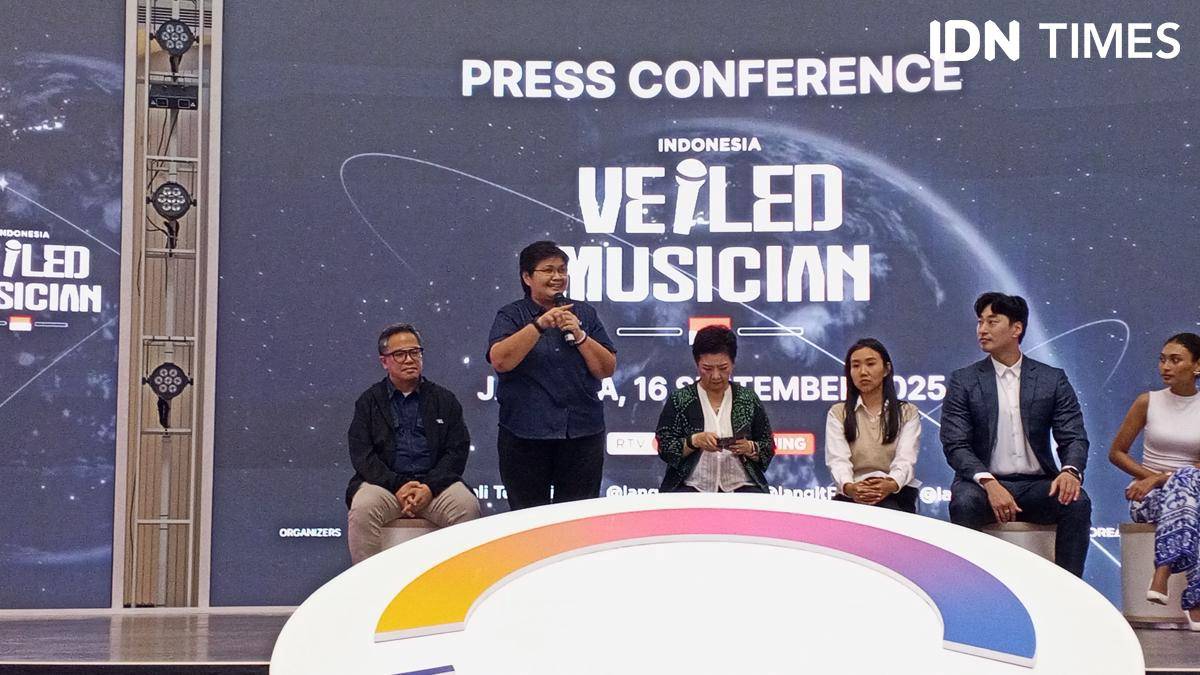 Konferensi Pers Veiled Musician Indonesia pada Selasa (16/9/2025) di Lotte Mall