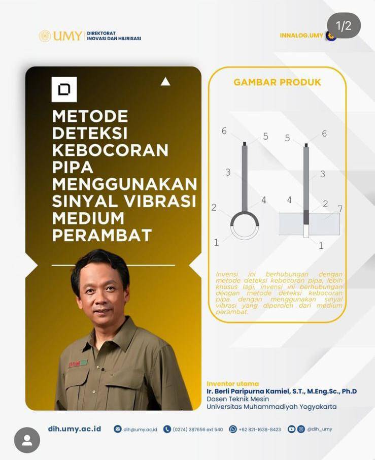 foto dosen Teknik Mesin UMY, Ir. Berli Paripurna Kamiel, pengembang teknologi getaran untuk deteksi kebocoran pipa (dok.istimewa)