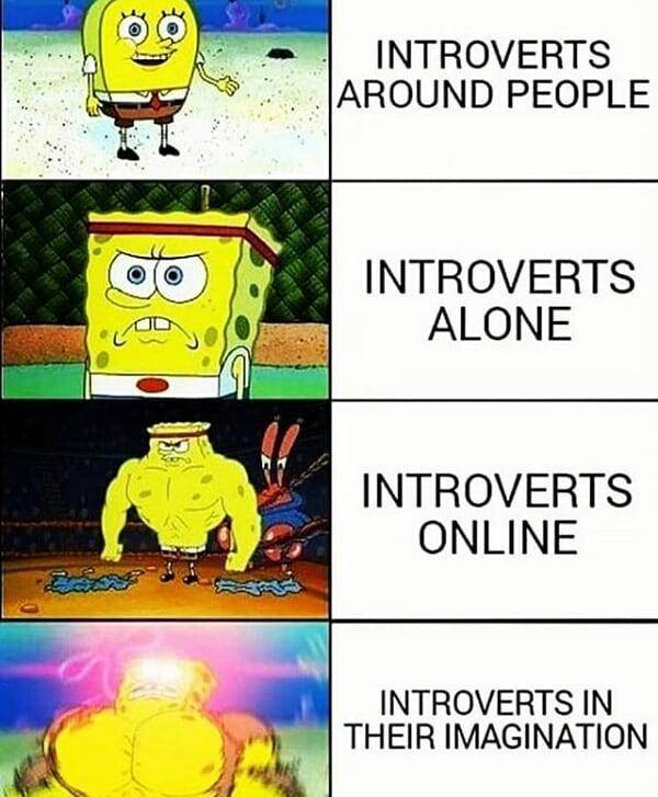 meme SpongeBob tentang introver 