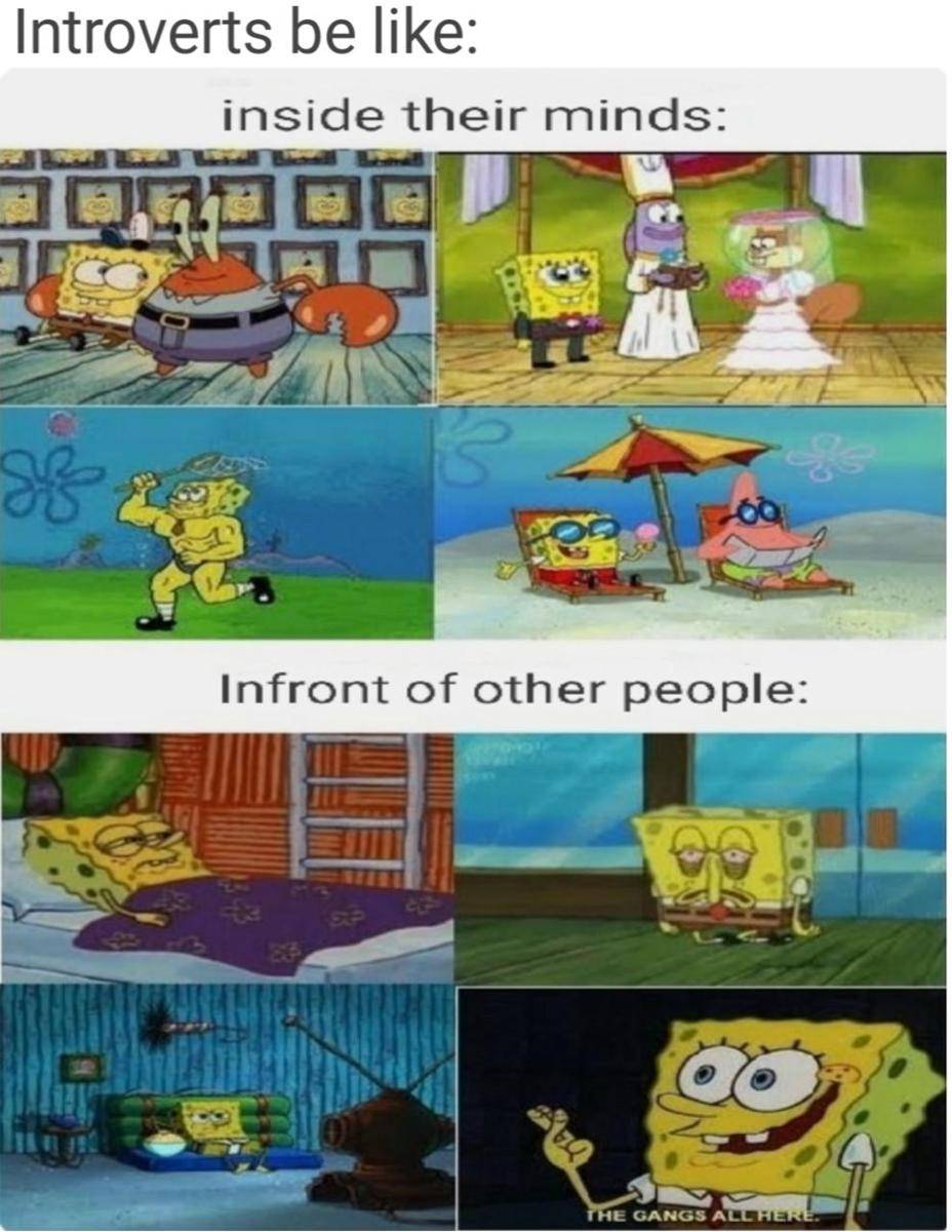 meme SpongeBob tentang introver 