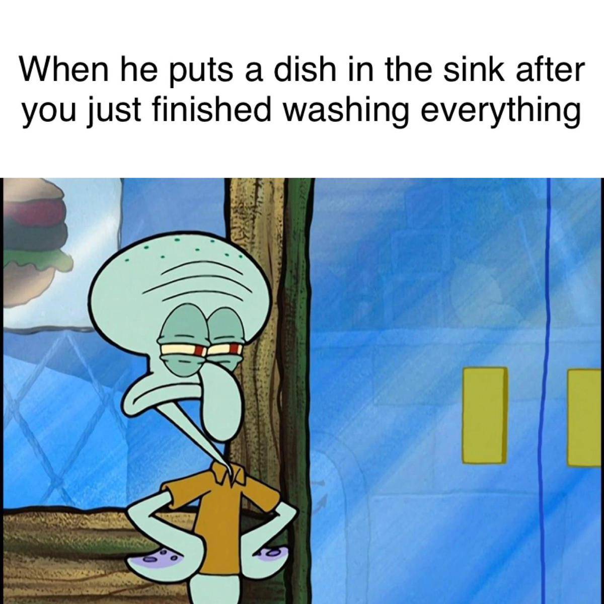 meme SpongeBob tentang cuci piring 