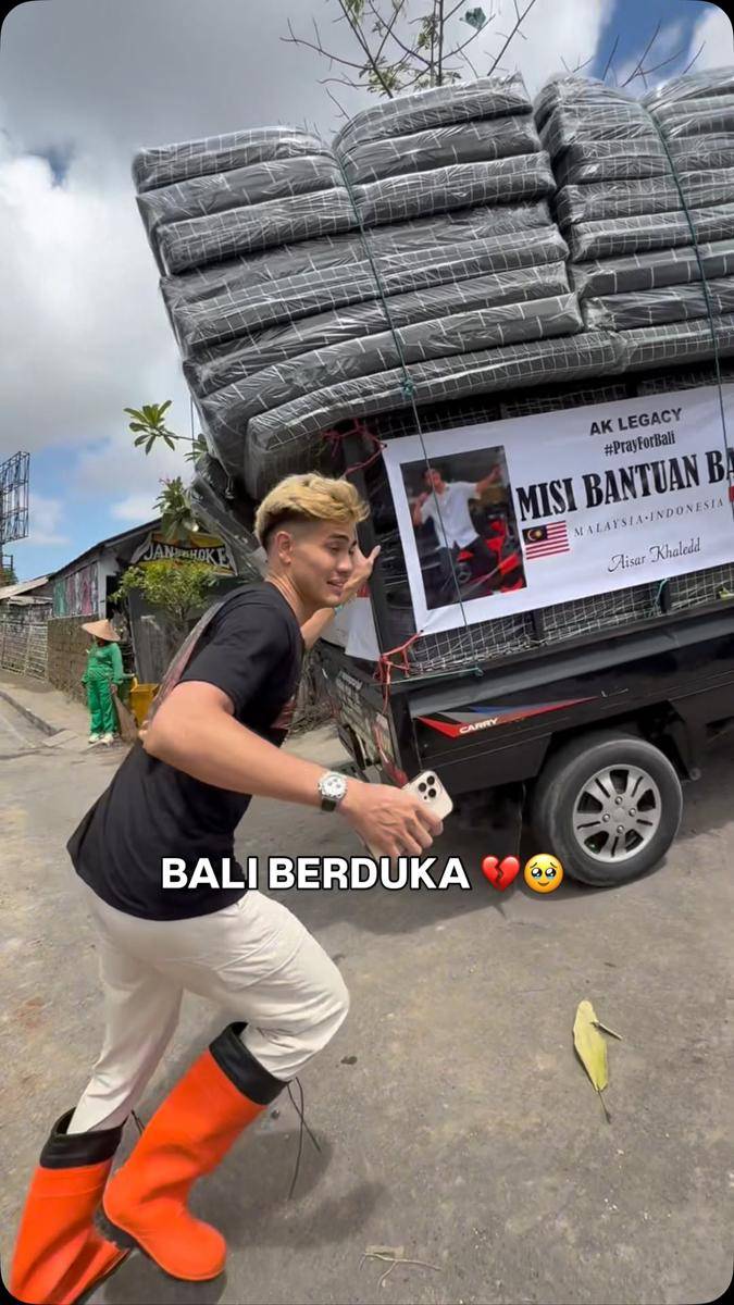 Aisar Khaled bantu korban banjir Bali (instagram.com/aisar_khaledd)