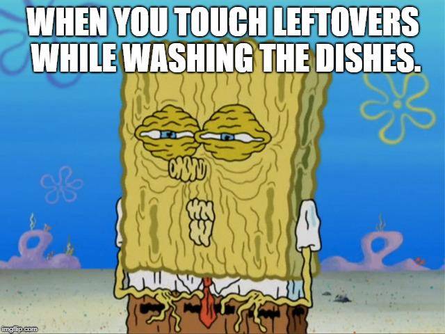 meme SpongeBob tentang cuci piring 