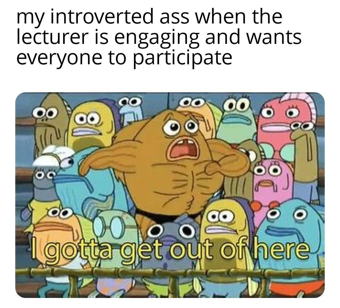 meme SpongeBob tentang introver 