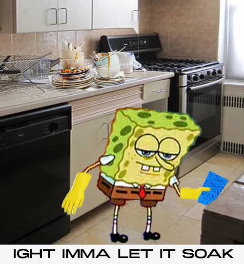meme SpongeBob tentang cuci piring 