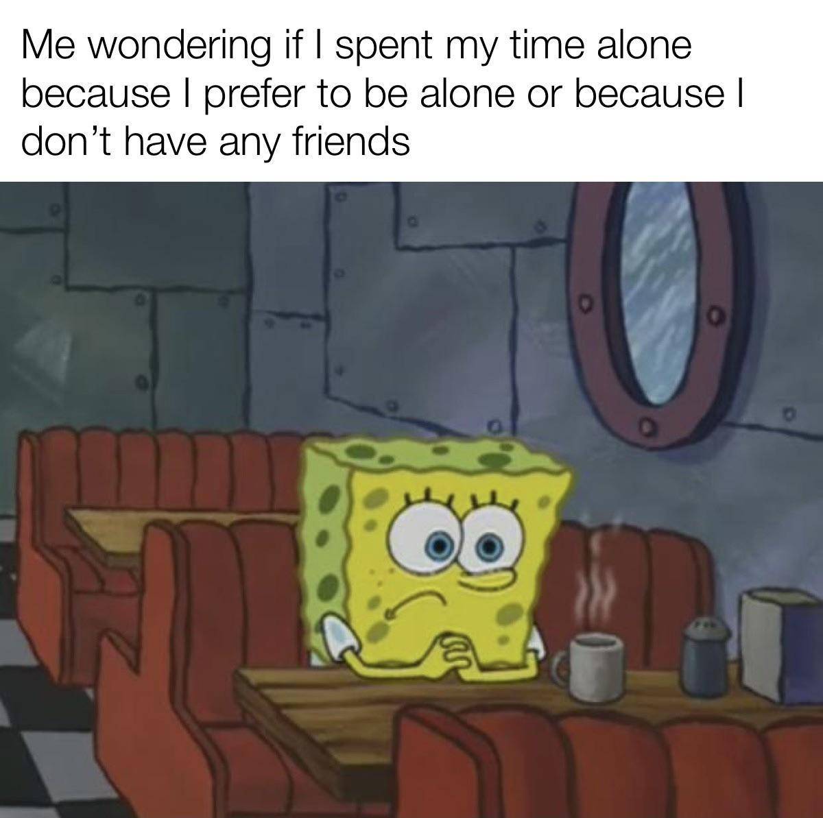 meme SpongeBob tentang introver 